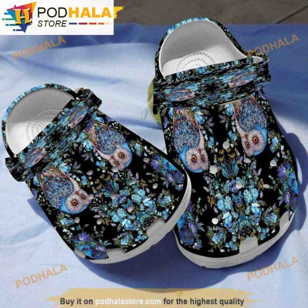 Owl Floral Pattern 3D Funny Crocs
