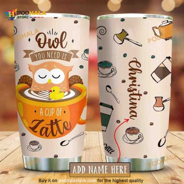 Owl Latte Personalized 9 Gift Travel Coffee Tumbler