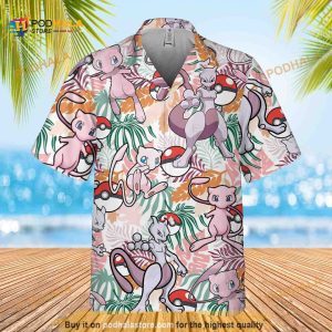 PKM Mew Hawaii Shirt, Beach Vacation 2023 Shirt, Pokemon Hawaiian Shirt 3D