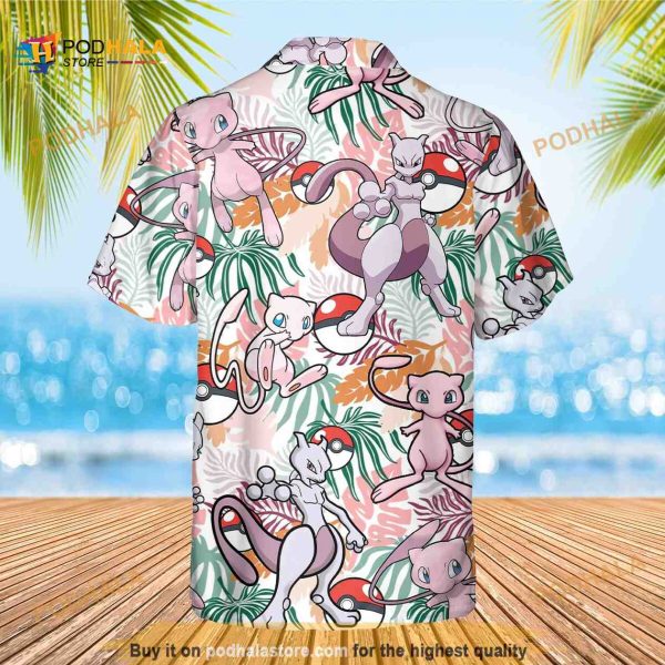 PKM Mew Hawaii Shirt, Beach Vacation 2023 Shirt, Pokemon Hawaiian Shirt 3D