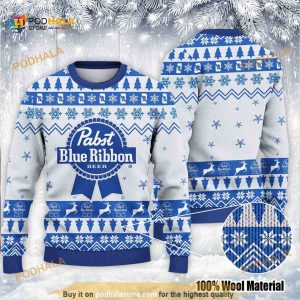 Pabst Blue Ribbon Beer Christmas Funny Ugly Sweater