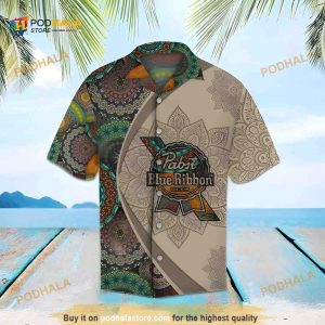 Pabst Blue Ribbon Hawaiian Shirt, Mandala Pattern All Over Print Aloha Shirt