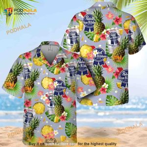 Pabst Blue Ribbon Hawaiian Shirt, Pineapple Pattern Beach Lovers Gift Aloha Shirt