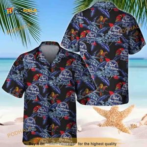 Pabst Blue Ribbon Hawaiian Shirt, Tropical Leaf Parrot Best Beach Gift Aloha Shirt