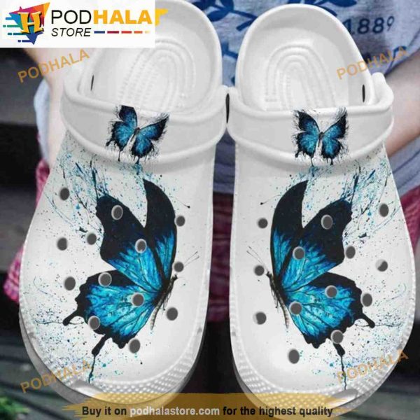 Painting Blue Butterfly 3D Funny Crocs