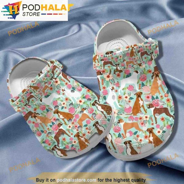 Paintingboxer Floral Cute Dog 3D Funny Crocs
