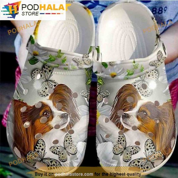 Papillon Daisy Clocsy Dog 3D Funny Crocs