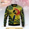 Parrot Tropical Leaf All Over Printed Funny Ugly Sweater
