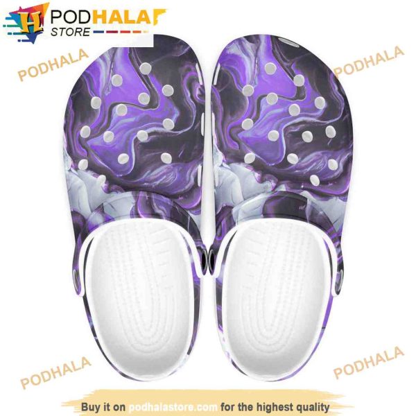 Passion Purple Marble 3D Funny Crocs Clog Shoes