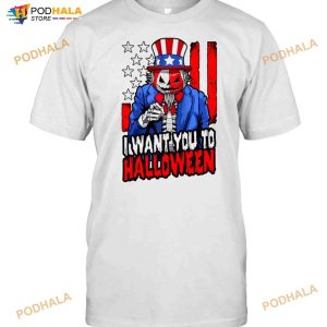 Patriotic Halloween Zombie Uncle Sam Pumpkin Usa Flag Funny Halloween Shirt