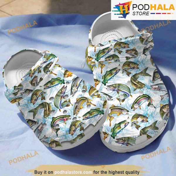 Pattern Bass Fish 3D Funny Crocs