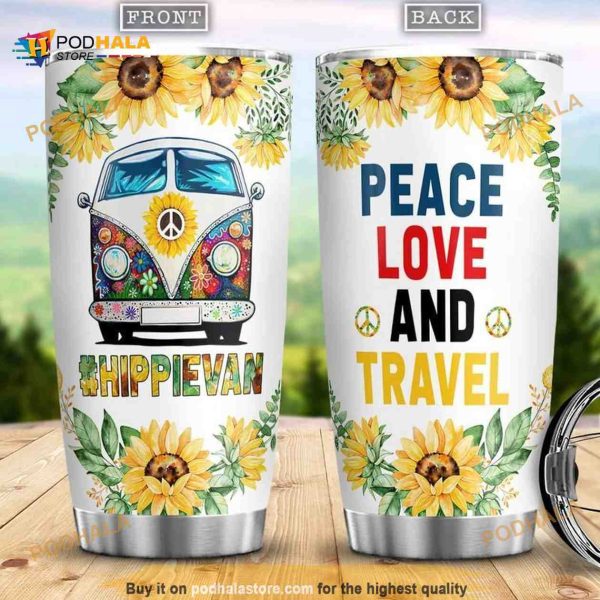 Peace Love And Travel Stainless Steel Cup Coffee Tumbler