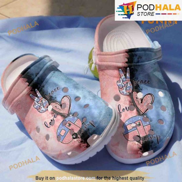 Peace Love Camping 3D Funny Crocs