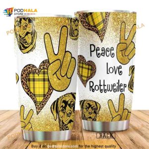 Peace Love Rottweiler Stainless Steel Cup Coffee Tumbler
