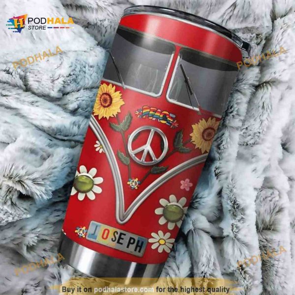 Peace Sunflower Bus Stainless Steel Cup Coffee Tumbler