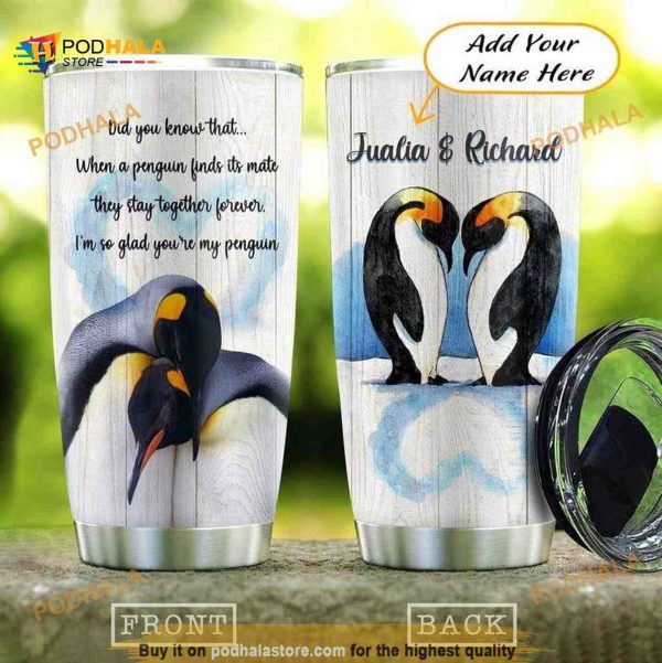 Penguin Couple Personalized Gift Travel Coffee Tumbler