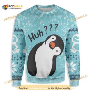 Penguin Huh All Over Printed Funny Ugly Sweater