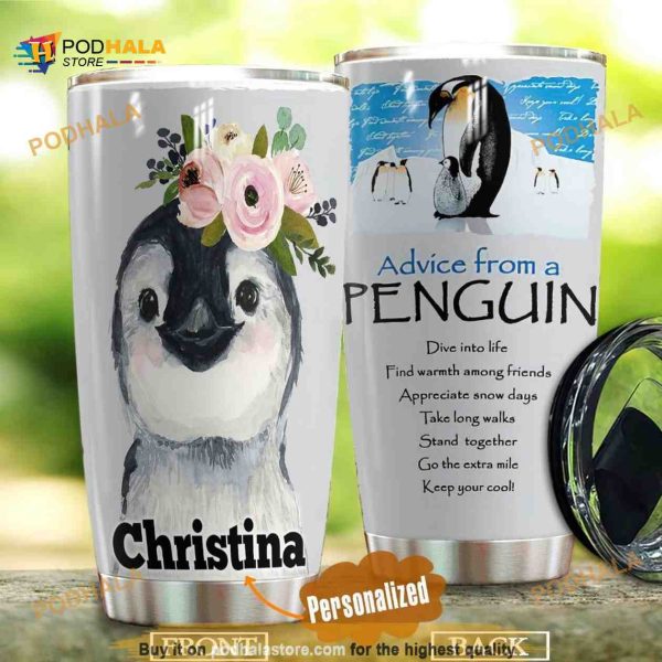 Penguin Personalized Gift Travel Coffee Tumbler All Over Print