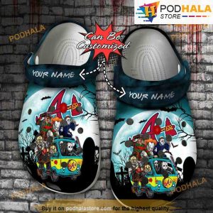 Personalized Atlanta Braves 3D Funny Crocs, Halloween Scary Movie Clog Shoes
