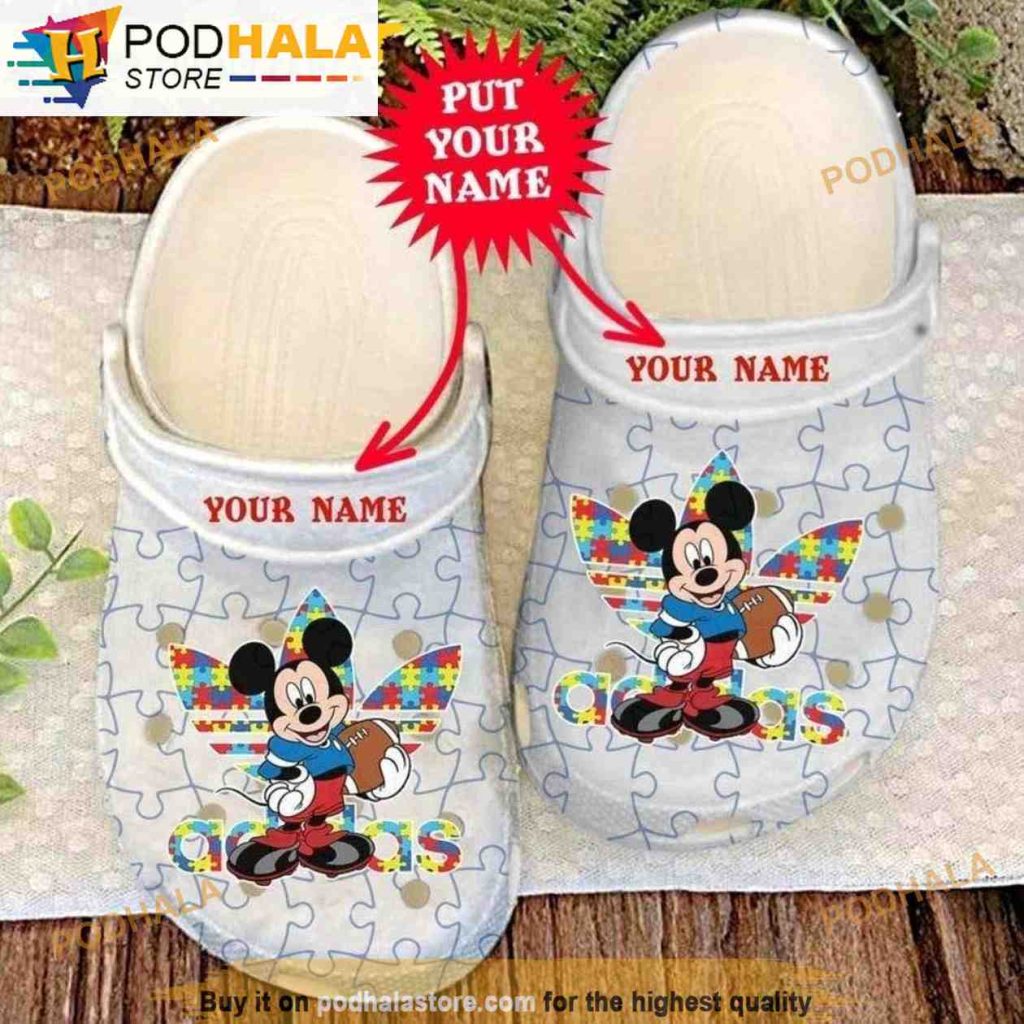 Personalized Autism Awareness Mickey Mouse Disney Adidas Adults 3D Funny Crocs Clog Shoes Podhalastore