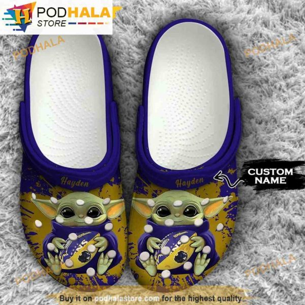 Personalized Baltimore Ravens NFL Baby Yoda 3D Funny Crocs