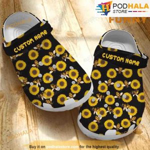 Personalized Bee Pattern Sunflower 3D Funny Crocs