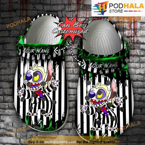 Personalized Beetlejuice Stitch 3D Funny Halloween Crocs