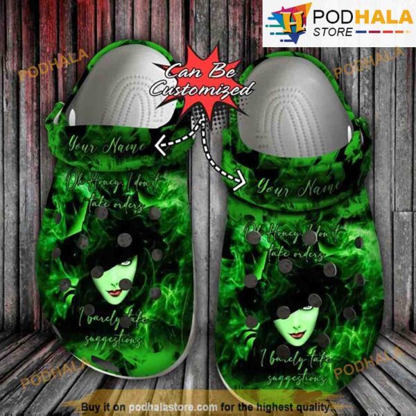 Personalized Best Witch Green Smoke 3D Funny Halloween Crocs