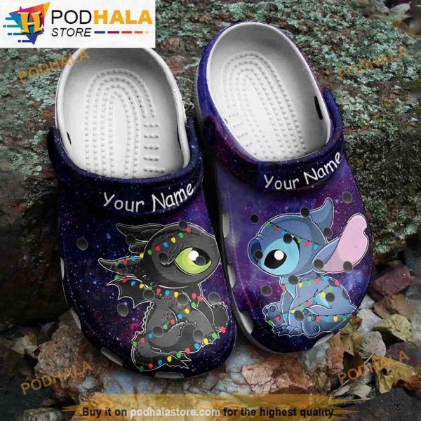 Personalized Black And Blue Stitch 3D Funny Crocs Clog Shoes