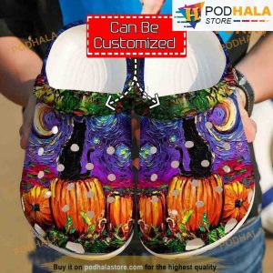 Personalized Black Cat Van Gogh Halloween 3D Funny Crocs