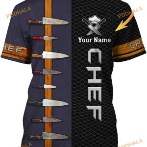 Personalized Black Chef 3D Shirt All Over Printing