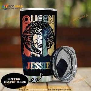 Personalized Black Queen Gift Travel Custom Coffee Tumbler