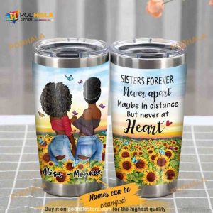 Personalized Black Woman Friends Never Apart Custom Coffee Tumbler