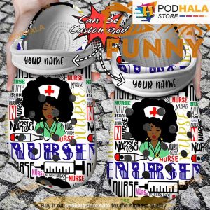 Personalized Black Woman Nurse 3D Funny Crocs
