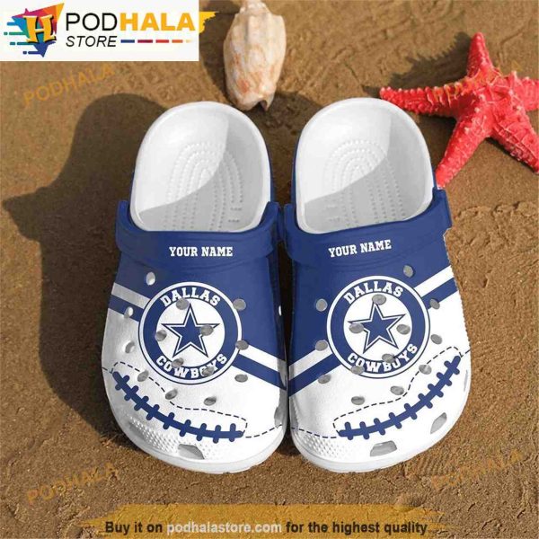 Personalized Blue White Dallas Cowboys 3D Funny Crocs