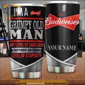 Personalized Budweiser I’m A Grumpy Old Man Custom Coffee Tumbler