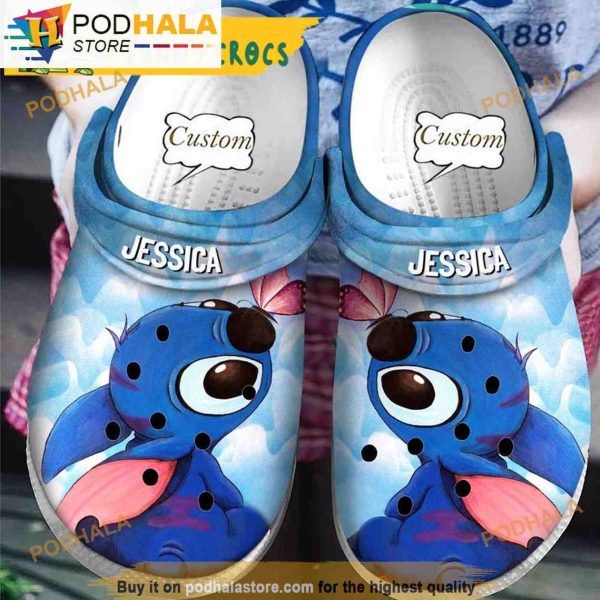 Personalized Butterfly Cute Stitch 3D Funny Crocs Crocband Clog