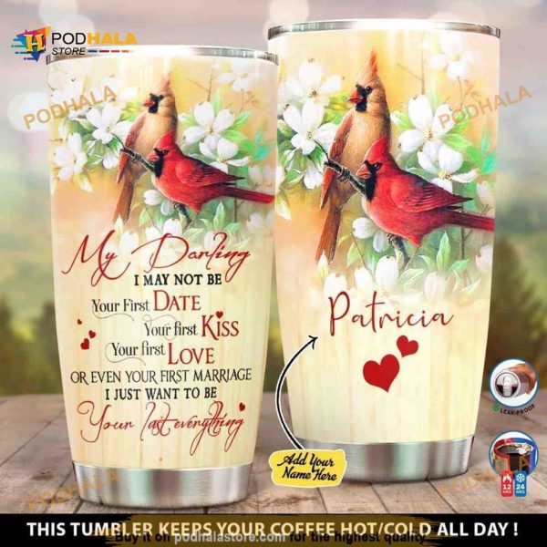 Personalized Cardinal My Darling Gift Travel Custom Coffee Tumbler