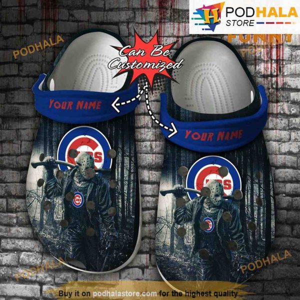 Personalized Chicago Cubs 3D Funny Crocs Halloween, Jason Voorhees Clog Shoes