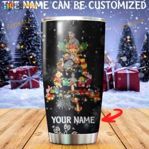 Personalized Christmas Tree Winnie The Pooh Custom Coffee Tumbler