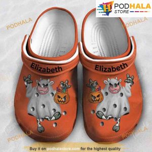 Personalized Cow Ghost 3D Funny Halloween Crocs