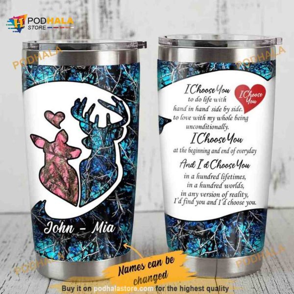 Personalized Deer Hunting Couple Valentine Custom Coffee Tumbler