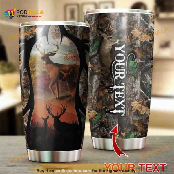 Personalized Deer Hunting Gift Travel Custom Coffee Tumbler