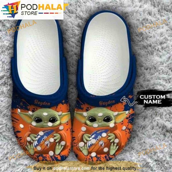 Personalized Denver Broncos NFL Baby Yoda 3D Funny Crocs