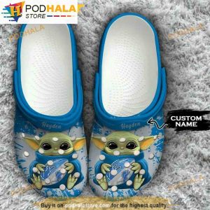 Personalized Detroit Lions NFL Baby Yoda 3D Funny Crocs