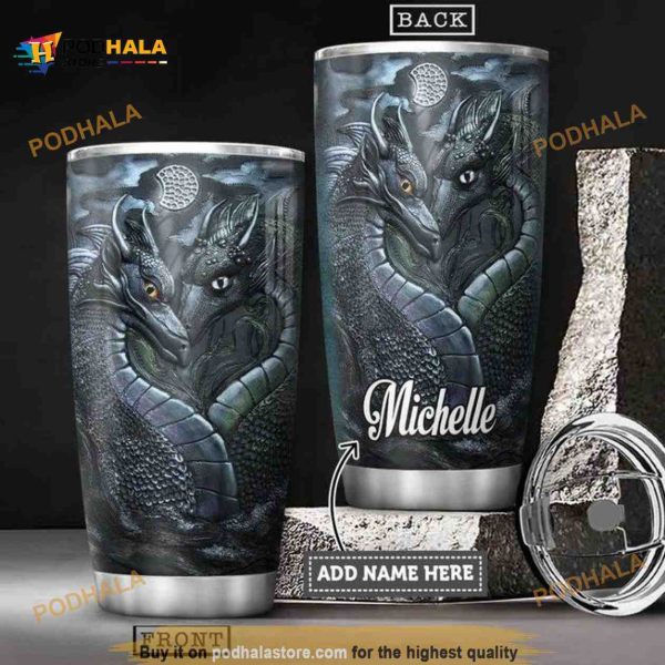 Personalized Dragon Couple Custom Coffee Tumbler, Travel Tumbler