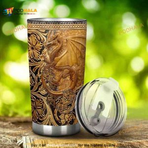Personalized Dragon Leather Pattern Print Custom Coffee Tumbler