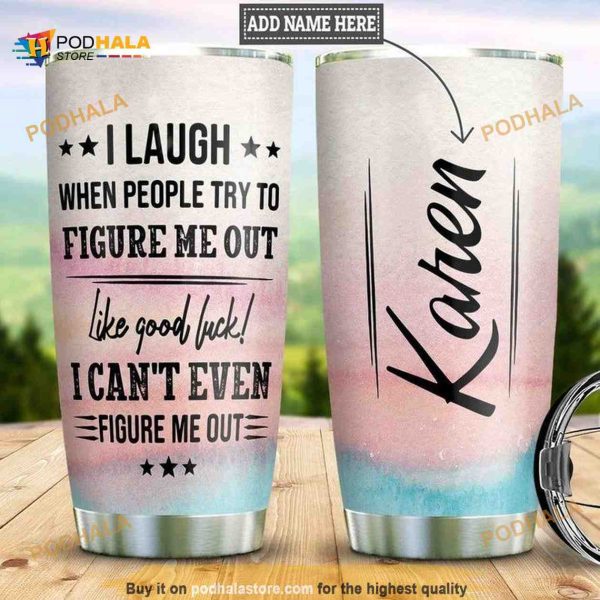 Personalized Figure Me Out Watercolor Gift Travel Custom Coffee Tumbler