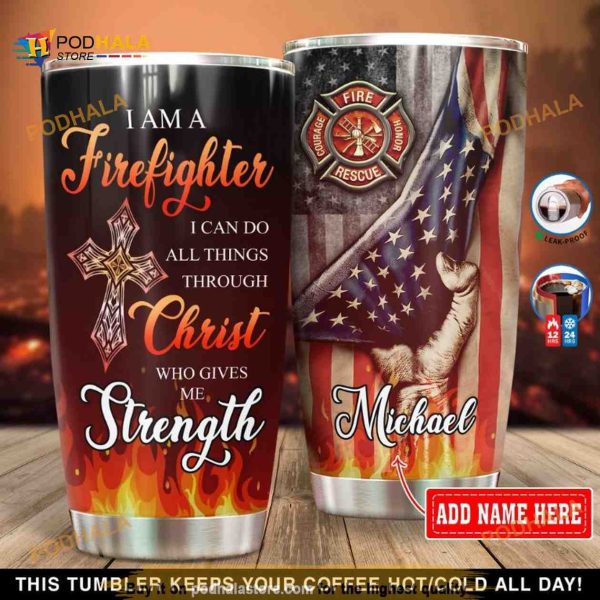 Personalized Firefighter Gift Travel Custom Coffee Tumbler
