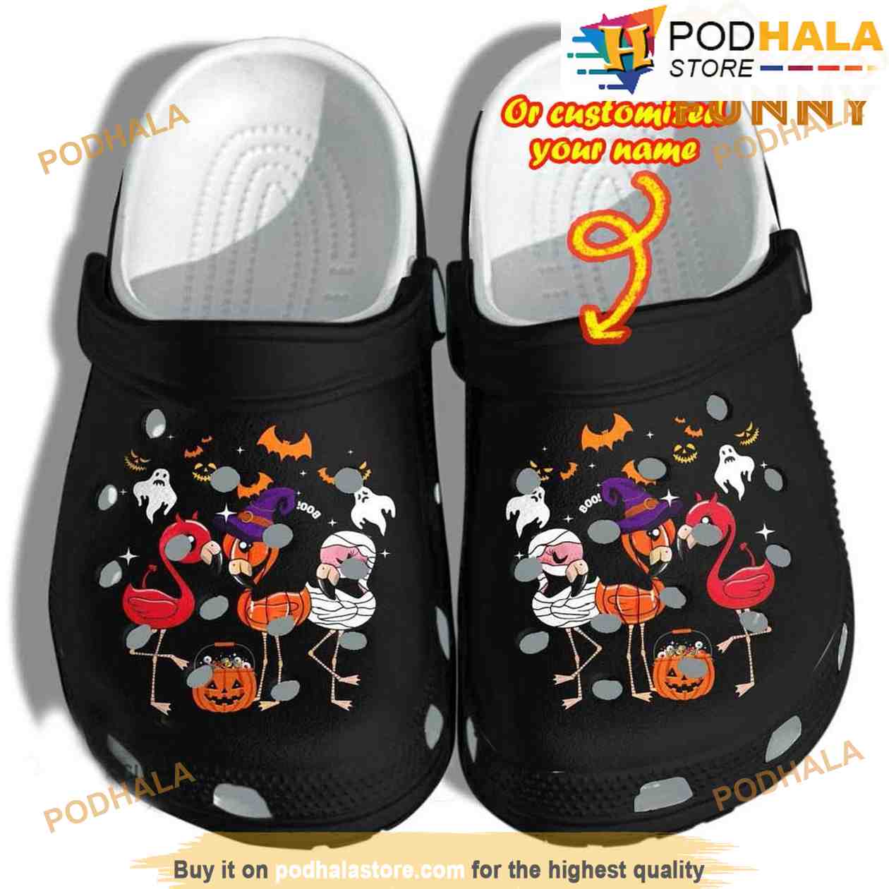 Personalized Flamingo 3D Funny Halloween Crocs, Ghost Clog Shoes Personalized Flamingo 3D Funny Halloween Crocs, Ghost Clog Shoes